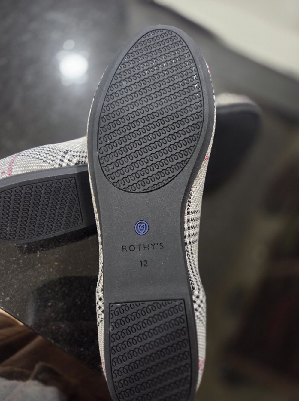 Rothy's Grey Glen Plaid Flats with Pink Accents - Size 12 (SS 11) - Picture 4 of 5